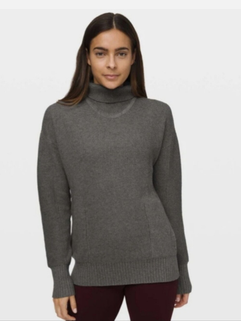 Lululemon Cozy Calling Turtleneck heathered Core Medium Gray Sweater Top LARGE